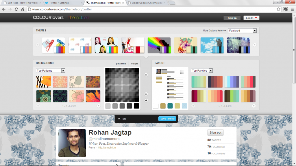 Twitter Background Patterns, Themes and Layouts