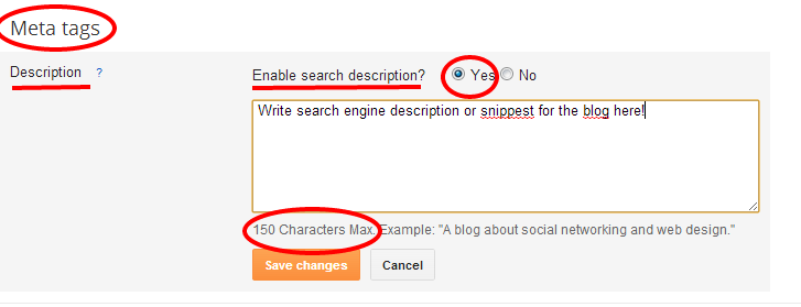 Search Engine Description for Blogger