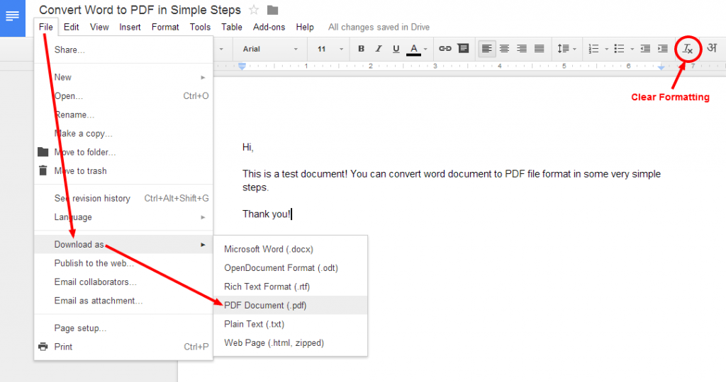 Convert Word Document to PDF File Format