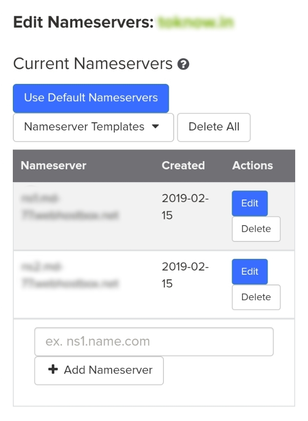 Add or Edit Nameservers - name.com